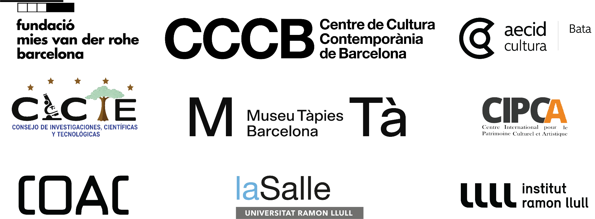 Strategic Partners — Fundació Mies van der Rohe, CCCB, AECID, CICTE, Museu Tàpies, CIPCA, COAC