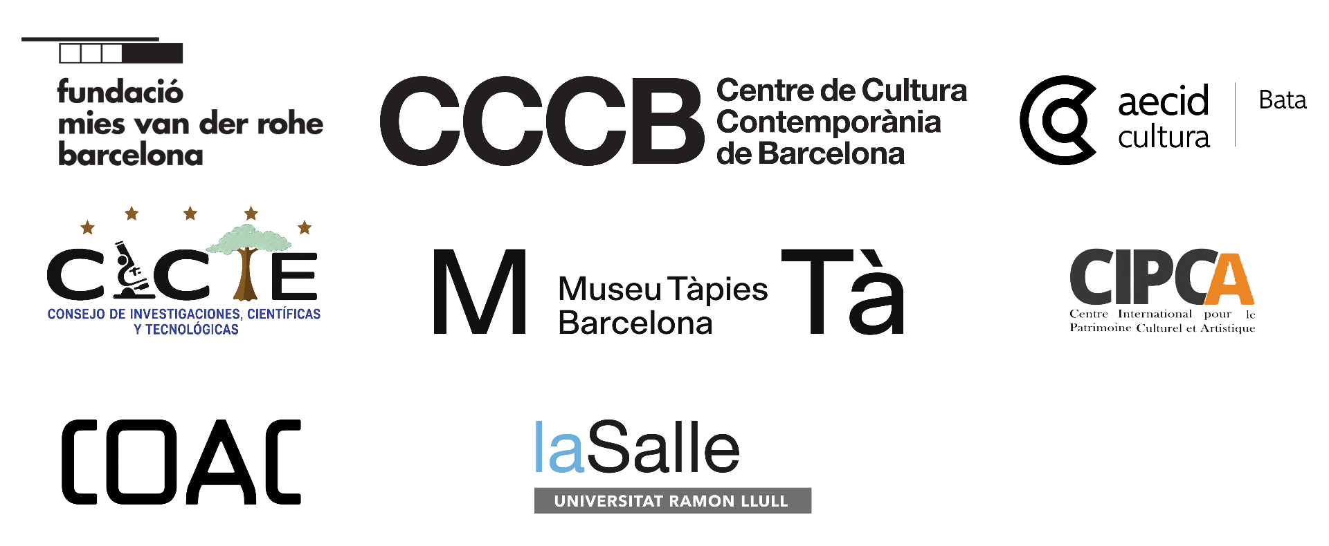 Strategic Partners — Fundació Mies van der Rohe, CCCB, AECID, CICTE, Museu Tàpies, CIPCA, COAC